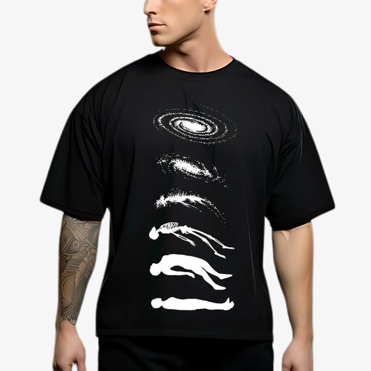 Black Oversized Round Neck T-Shirt  I Galactic Evolution Black T-Shirt I Teeswaala