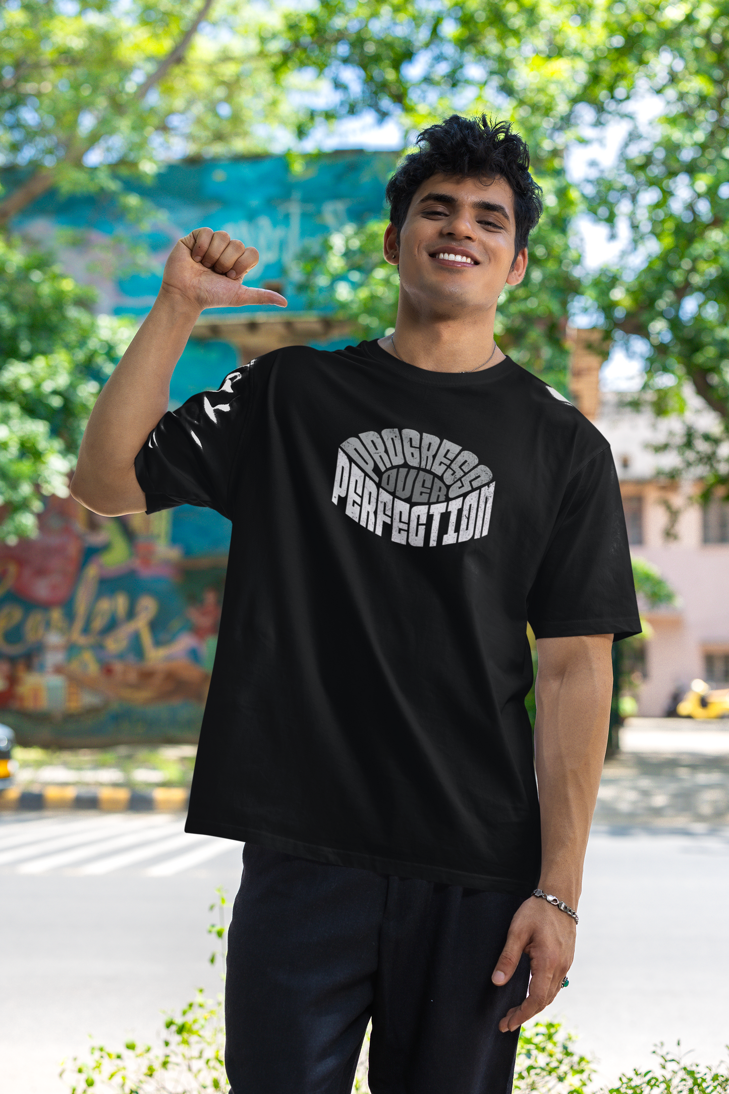 Progress Over Perfection Black T-Shirt