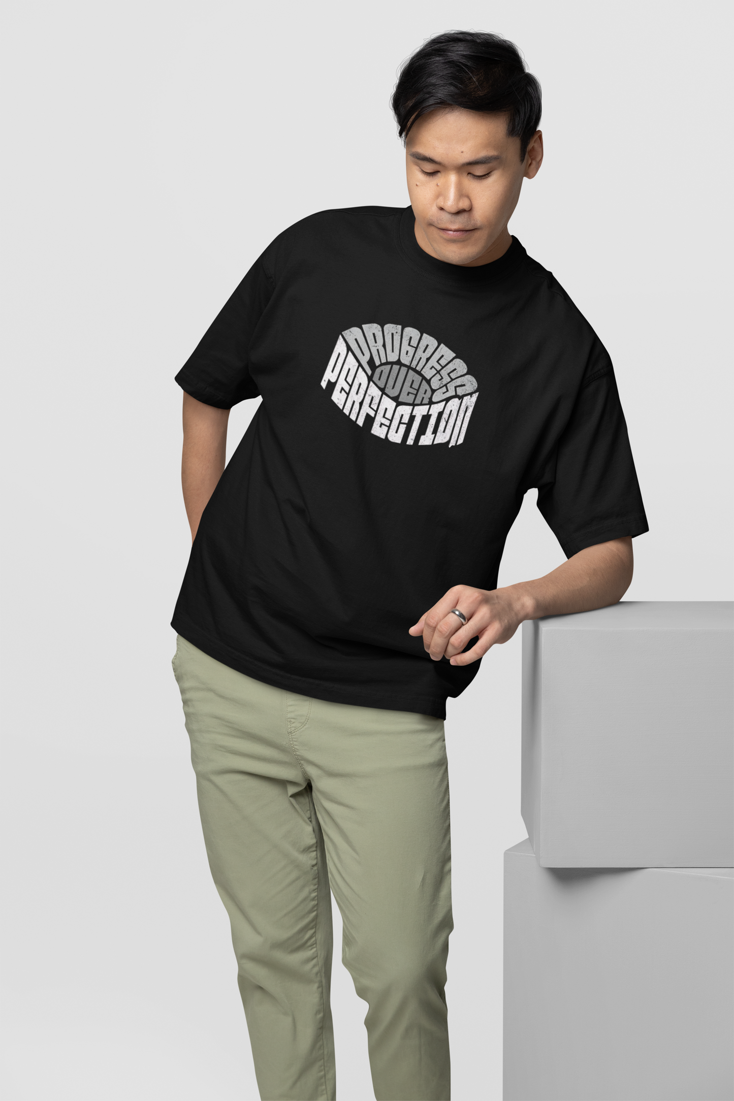 Progress Over Perfection Black T-Shirt